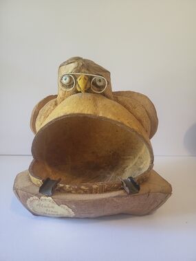 Handcrafted Brown Coconut Bird Planter - Aloha Decorative Holder